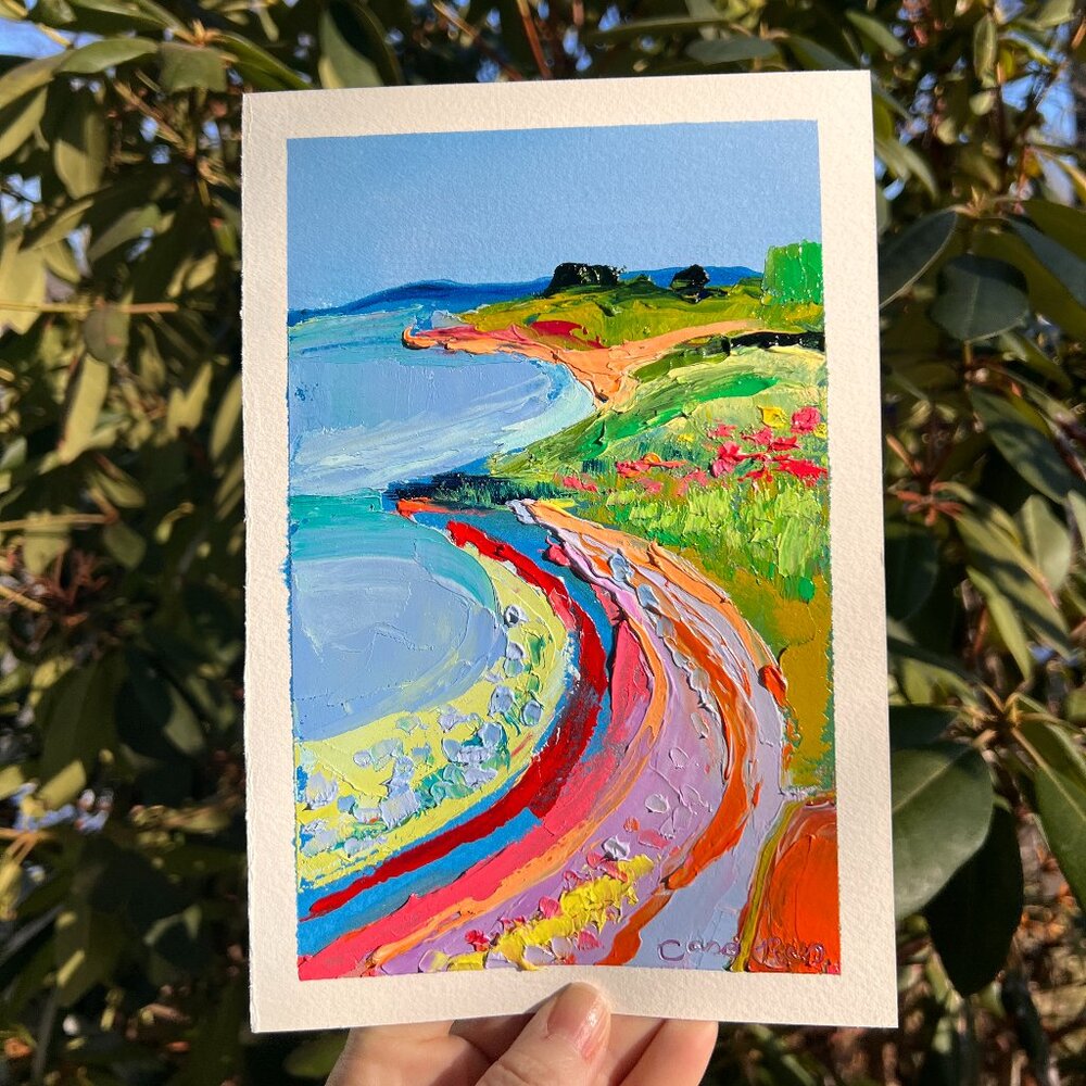 Share Abstract Whimsical Fun Beach Scene Seascape Capecod California Flowers Dec